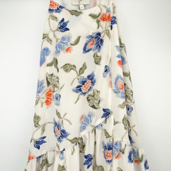 JOIE Derwen Silk Floral Print Ruffle Hem White Colorful Summer Boho Top sz S - Picture 11 of 11